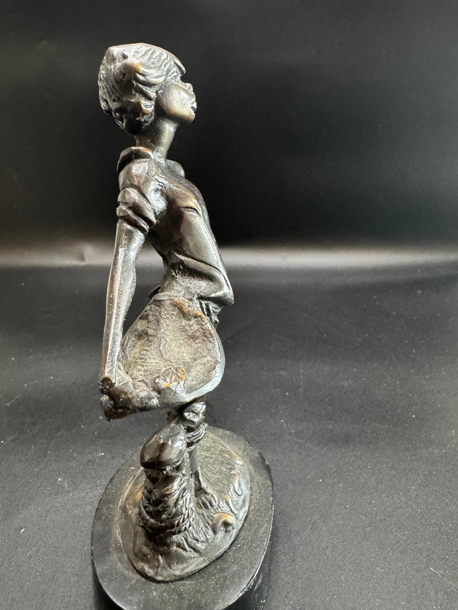 Vintage Bronze Fishmonger Statue - 6