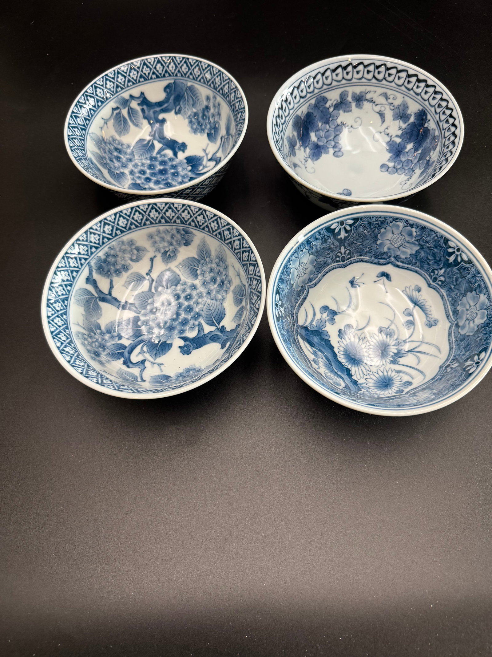 Decretive White and Blue Rice & Soup Bowls (Set of 4) (1 of 10)
