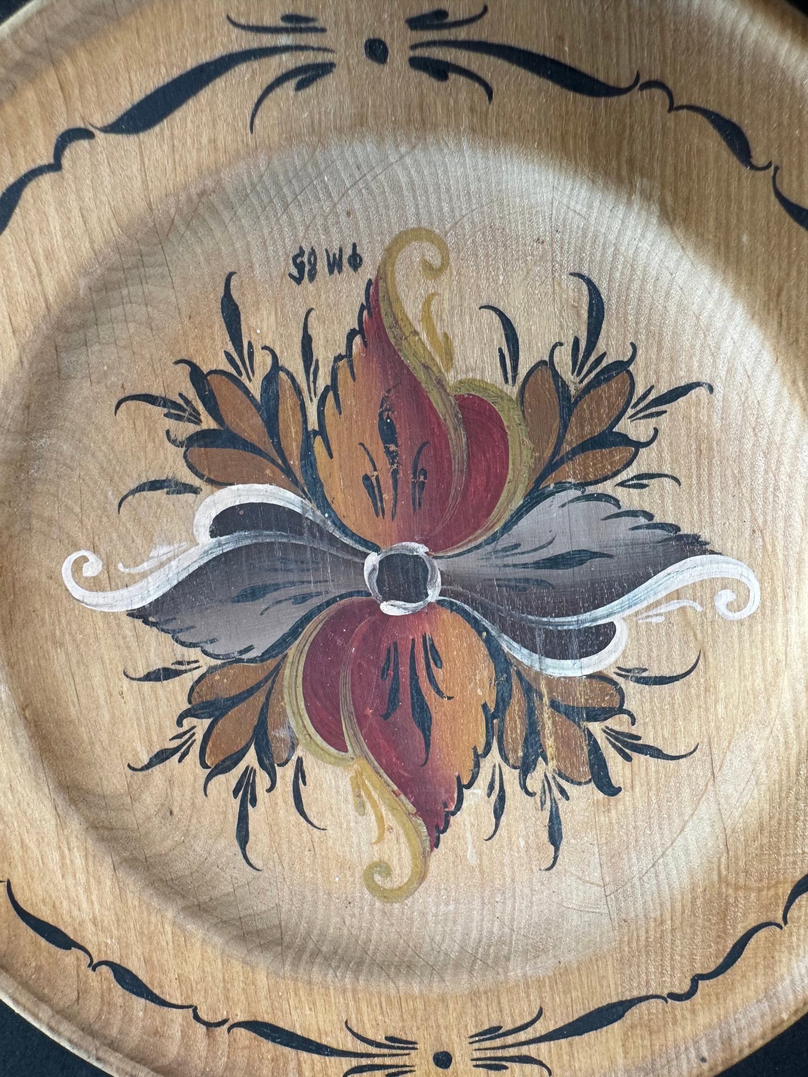 Hand Painted Wood Dish - 4