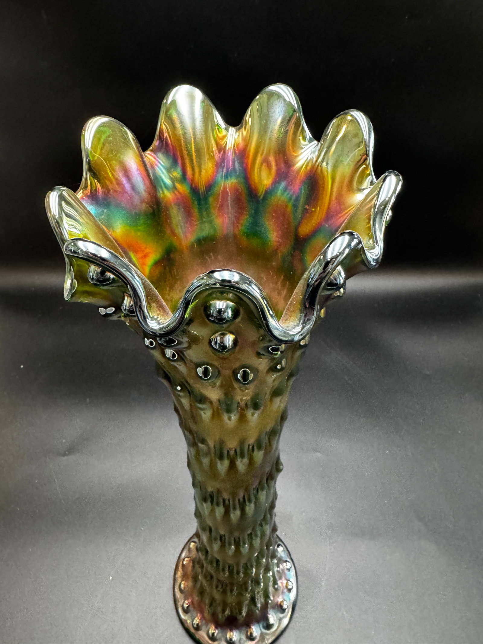Fenton "Rustic" Carnival Glass Vase - 2