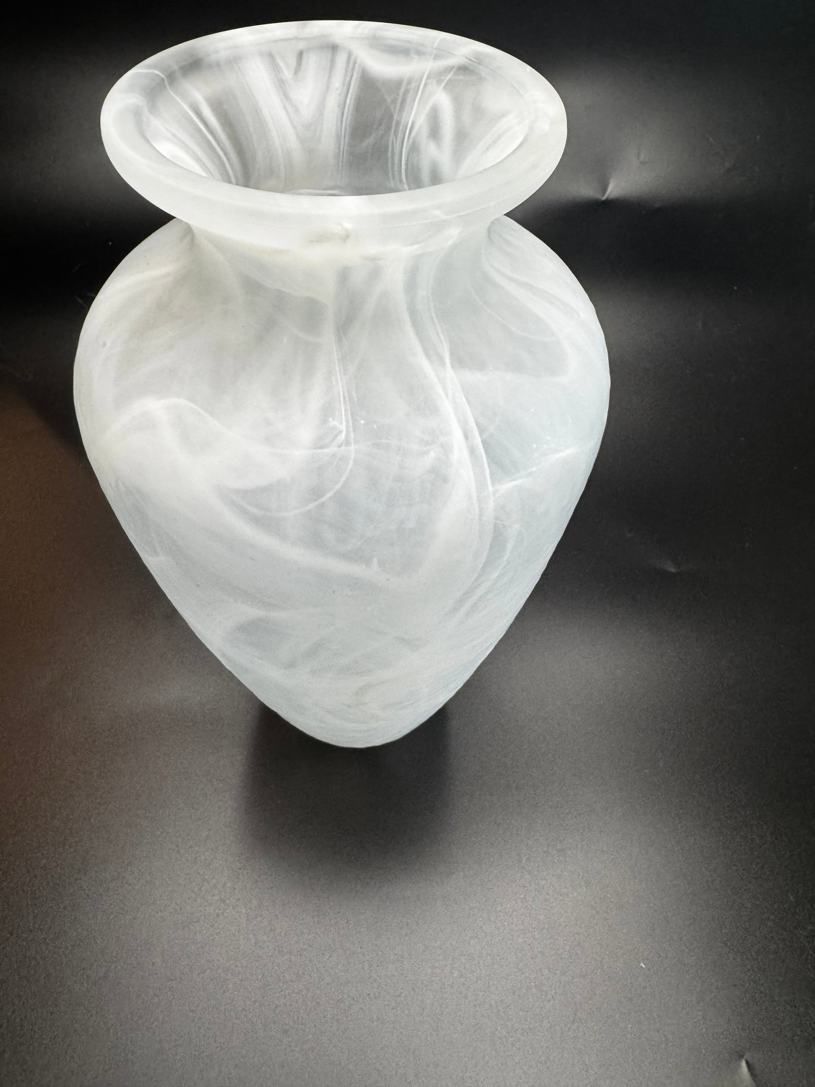 Vintage Italian Frosted Glass Vase: The selected region features a vintage Vetreria Operaia LUX art glass vase, masterfully handcrafted in Italy. Using traditional hand-blown production methods, often associated with the Murano region s
