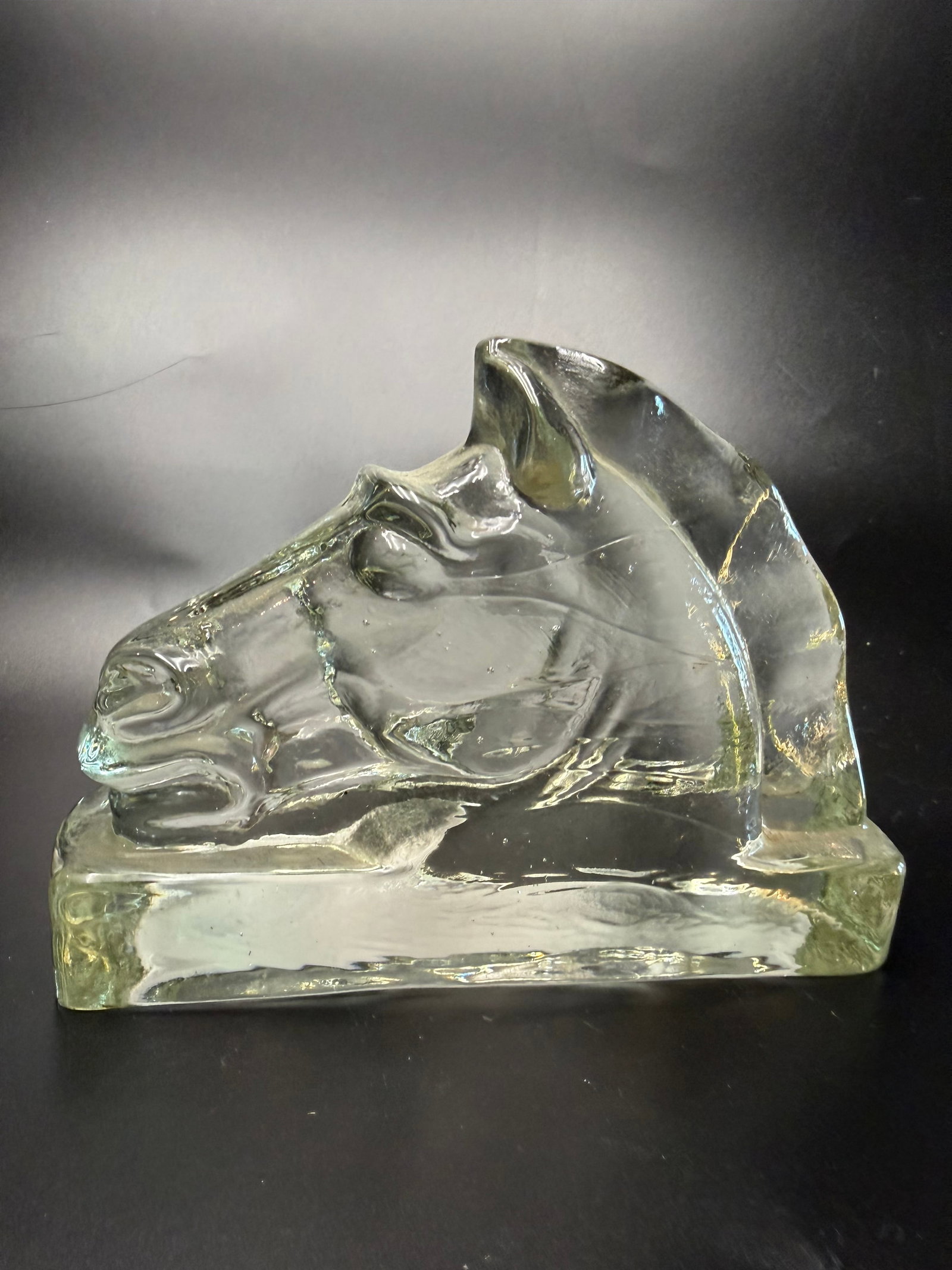 Mid Century Modern Clear Glass Horse Head Bookend (1 of 8)