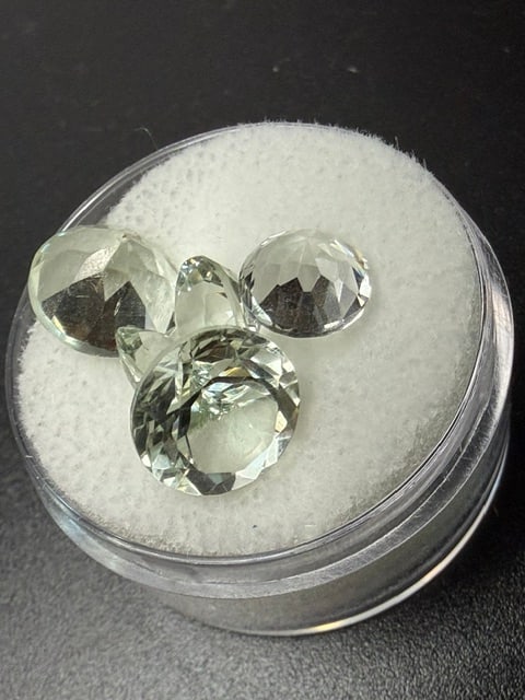 8.1 CTS Green Amethysts with Gem Jar: 8.1 CTS Green Amethysts with Gem Jar.