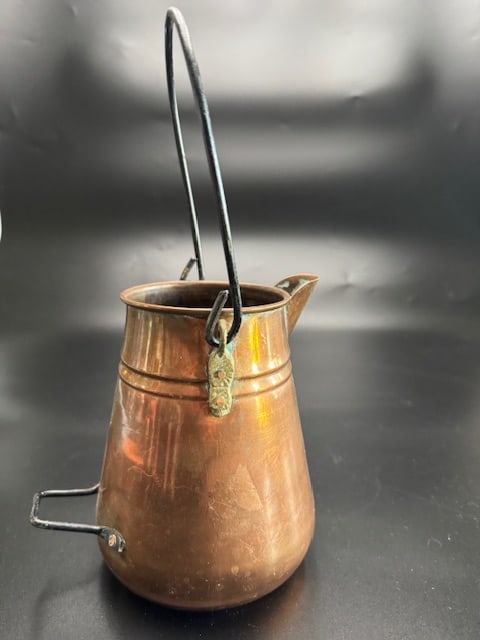 Vintage Rustic Copper Hearth / Camp Kettle - 5