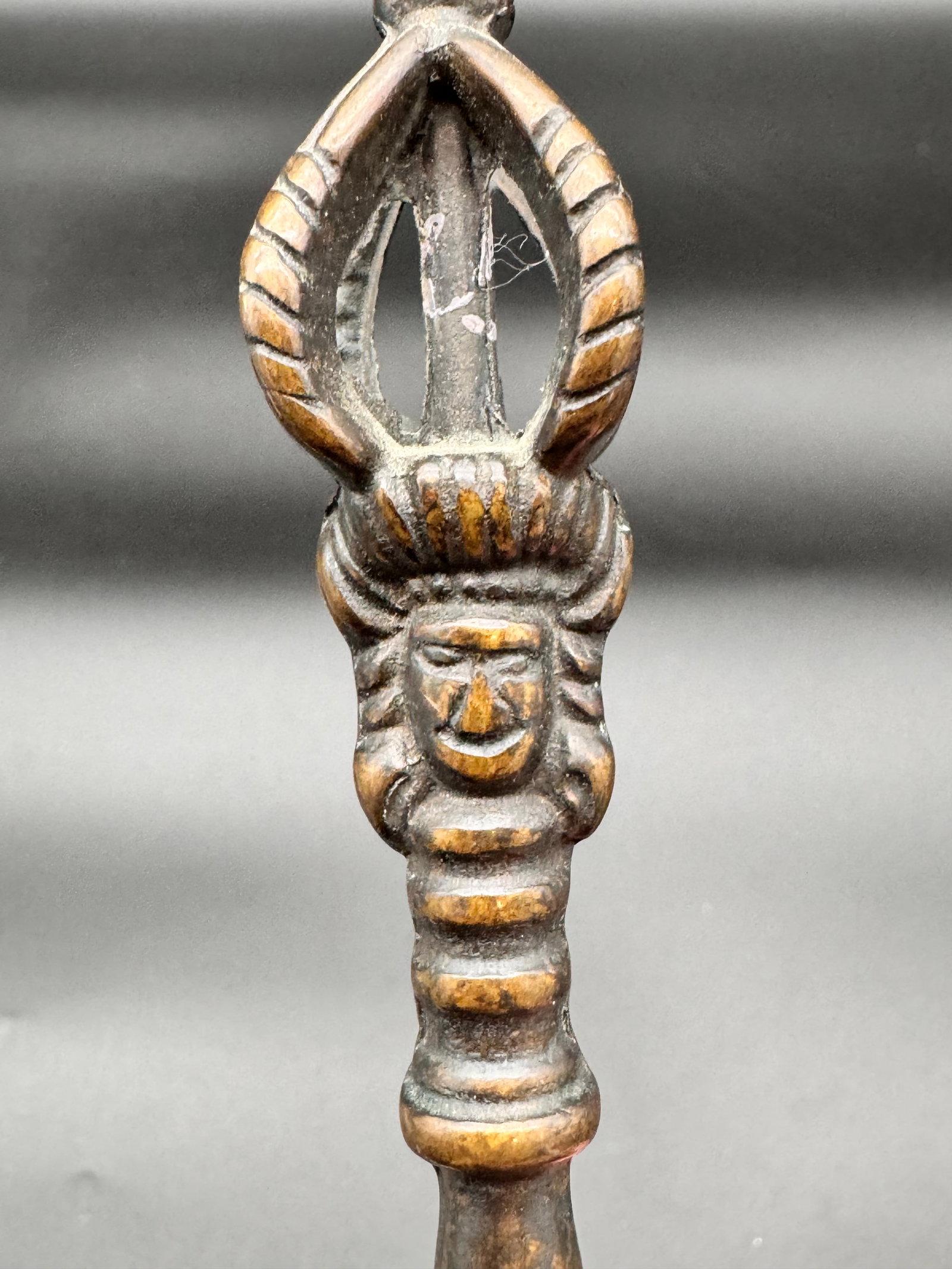 Brass Bell with Figural Handle - 4