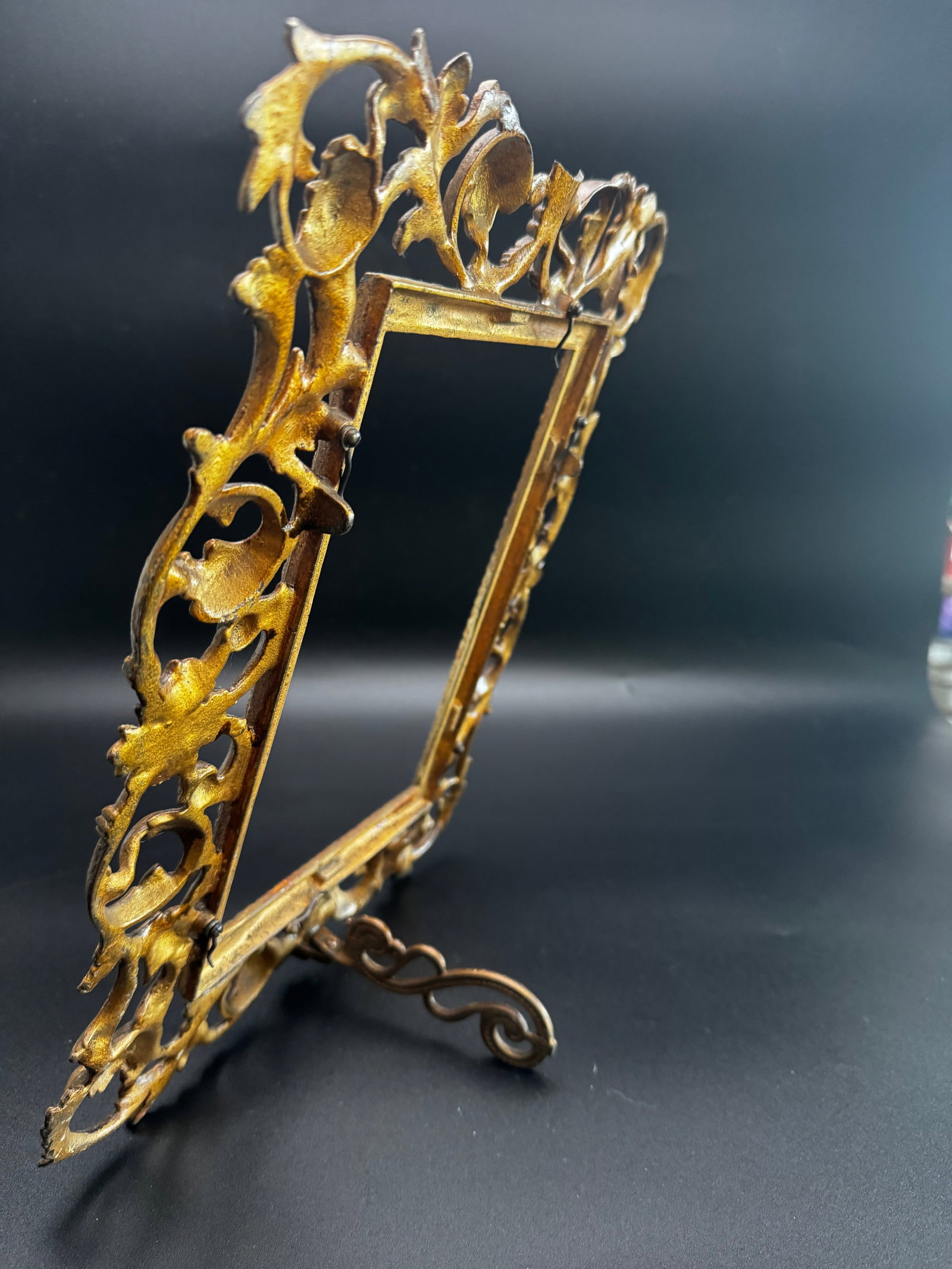 Antique Rococo Style Cast Metal Picture Frame - 3