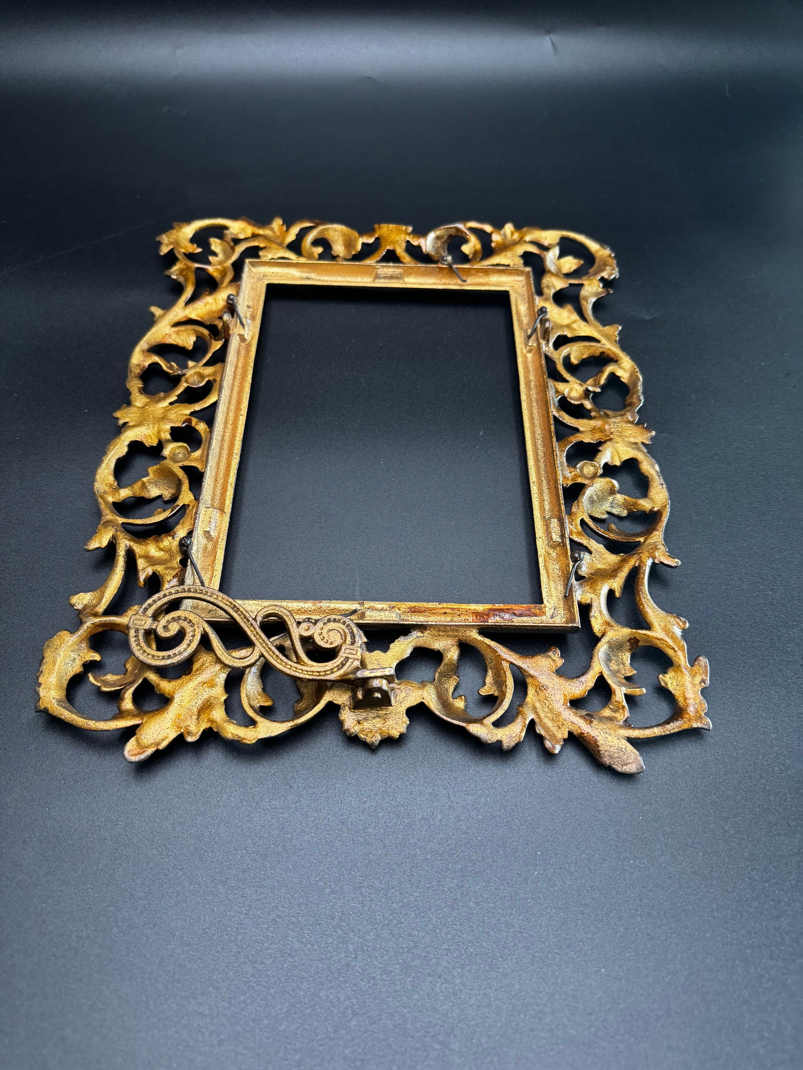 Antique Rococo Style Cast Metal Picture Frame - 4