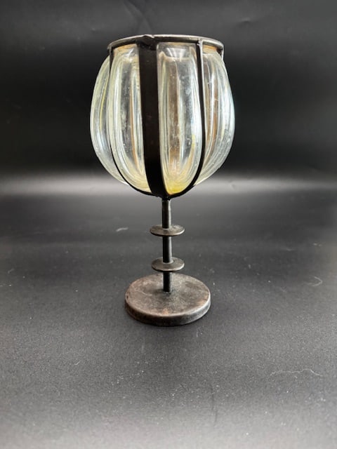 Vintage Caged Hand Blown Glass Vase or Candle Holder (1 of 6)