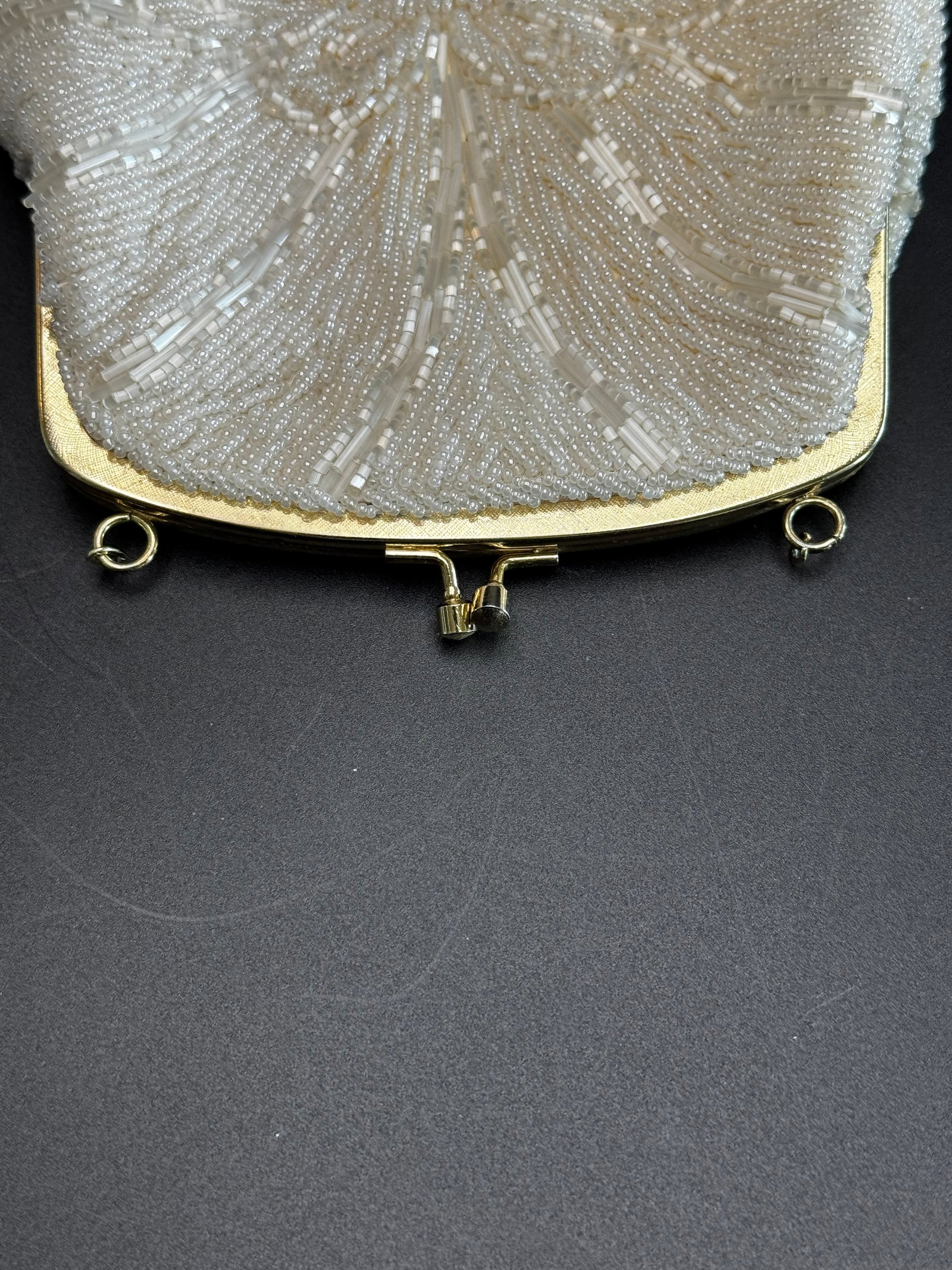 beaded white beads/ gold closure. mirror inside - 3