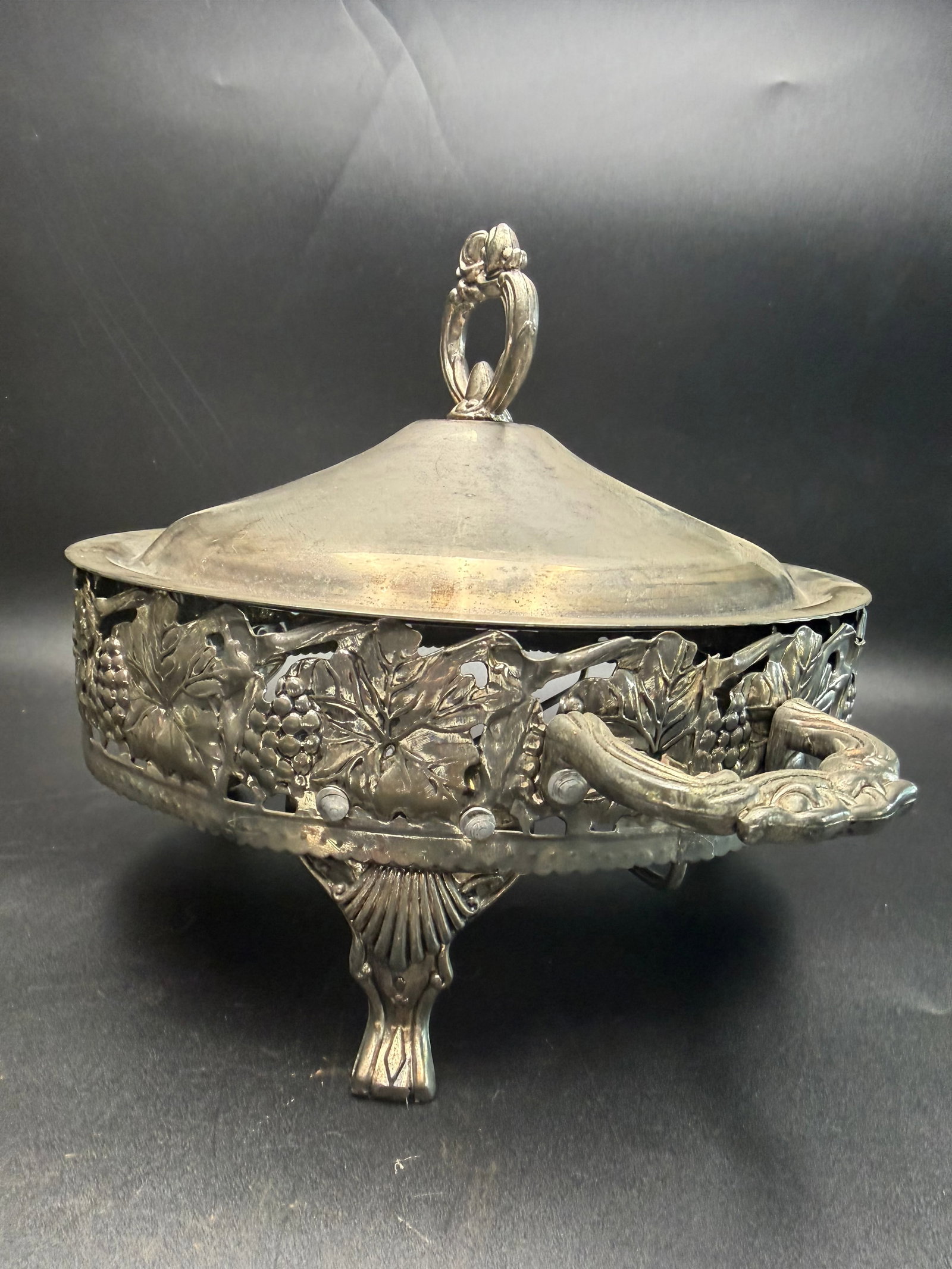 Vintage Silverplate Covered Serving Dish Frame & Lid - 2