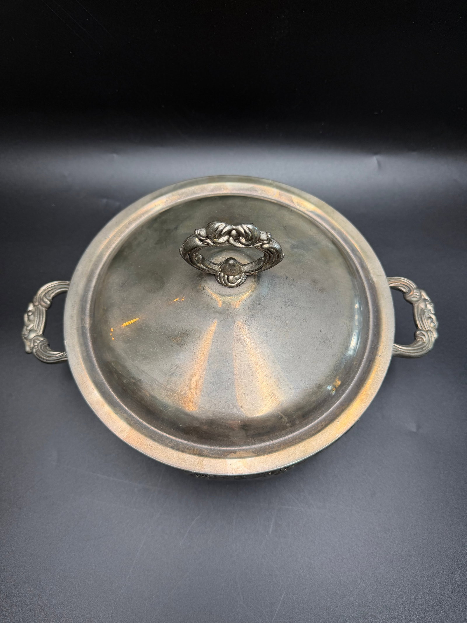 Vintage Silverplate Covered Serving Dish Frame & Lid - 3