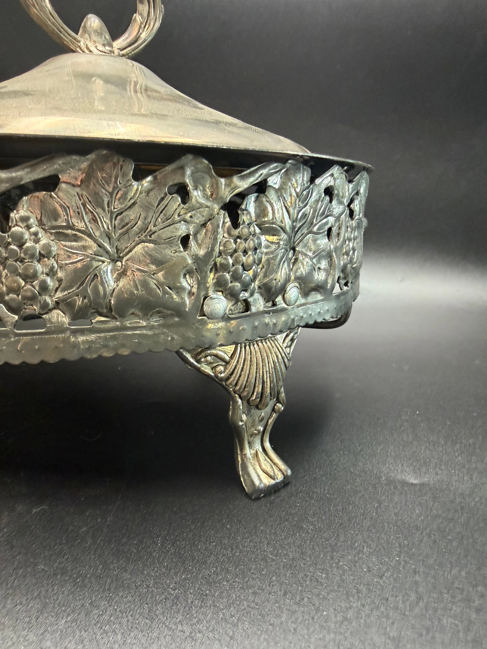 Vintage Silverplate Covered Serving Dish Frame & Lid - 5