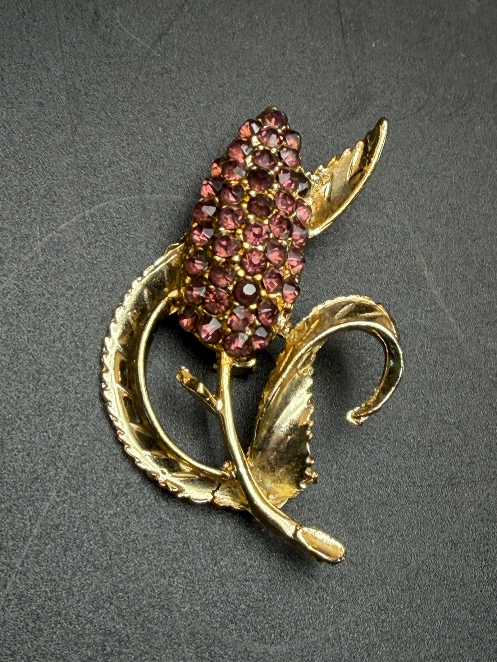 Vintage Pink Rhinestone Corn on the Cob Brooch Gold Tone Figural Harvest Pin (1 of 7)