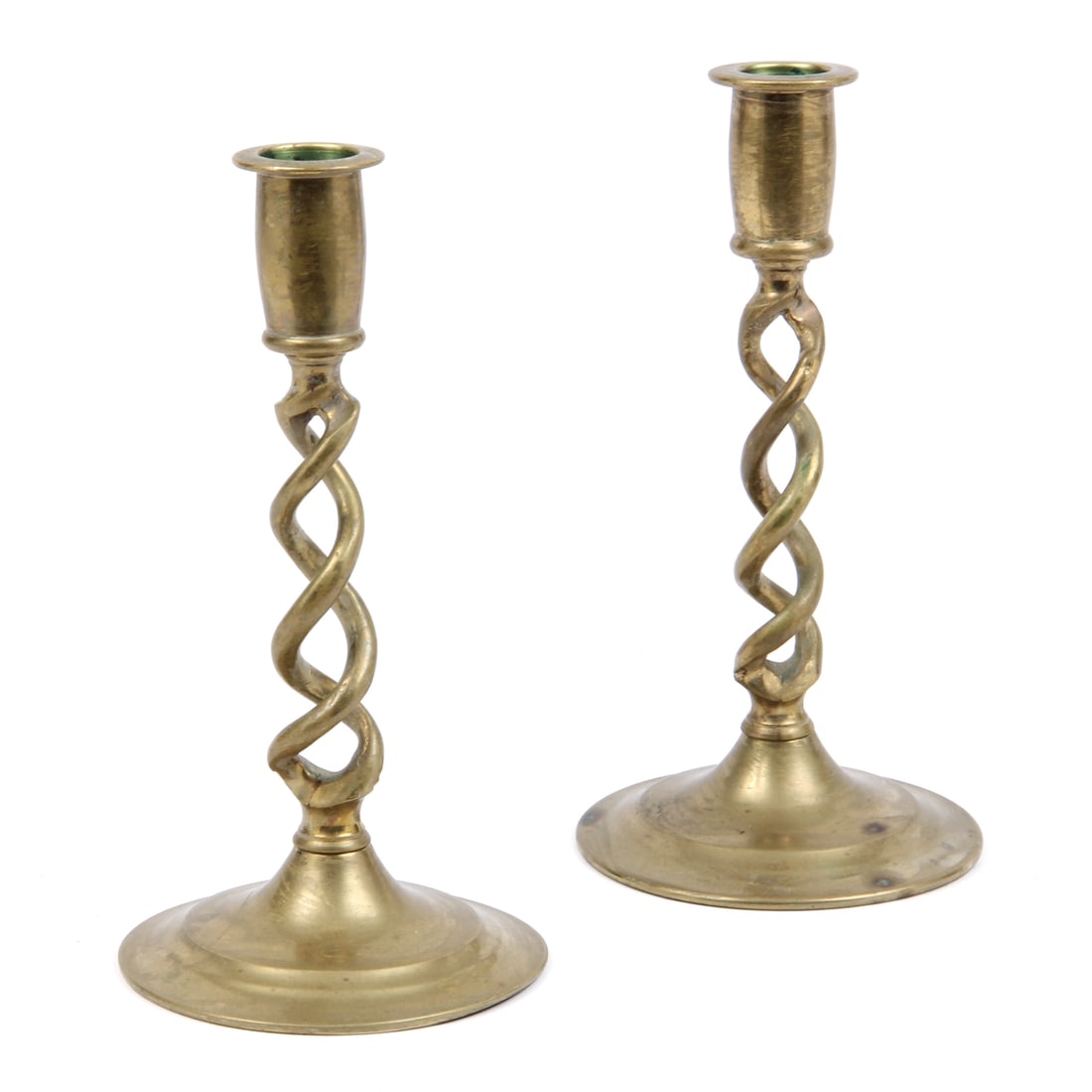 Pair of Brass Twist Candlesticks, Made in England (1 of 9)