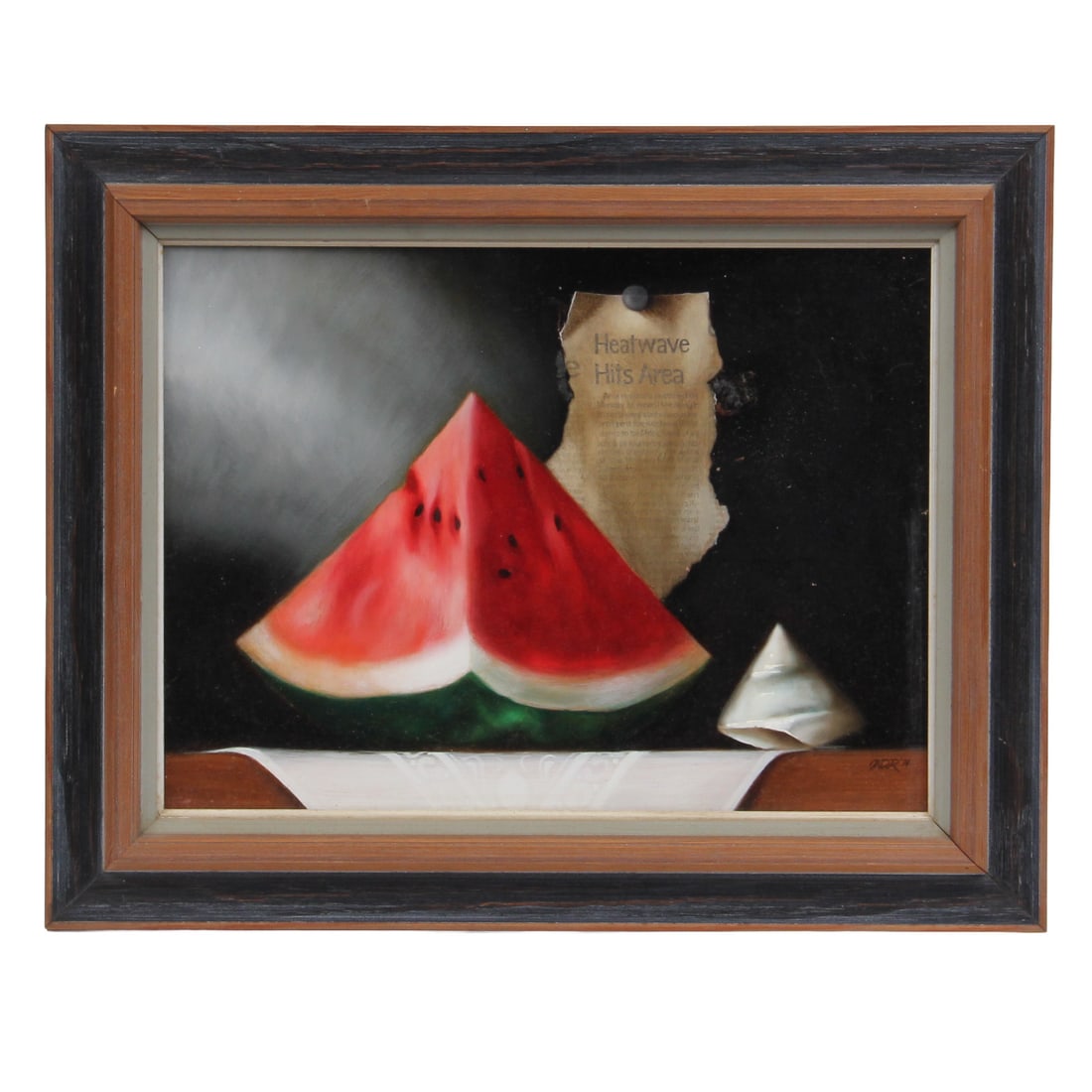 Signed Watermelon Still Life Oil on Board, 1974 (1 of 6)
