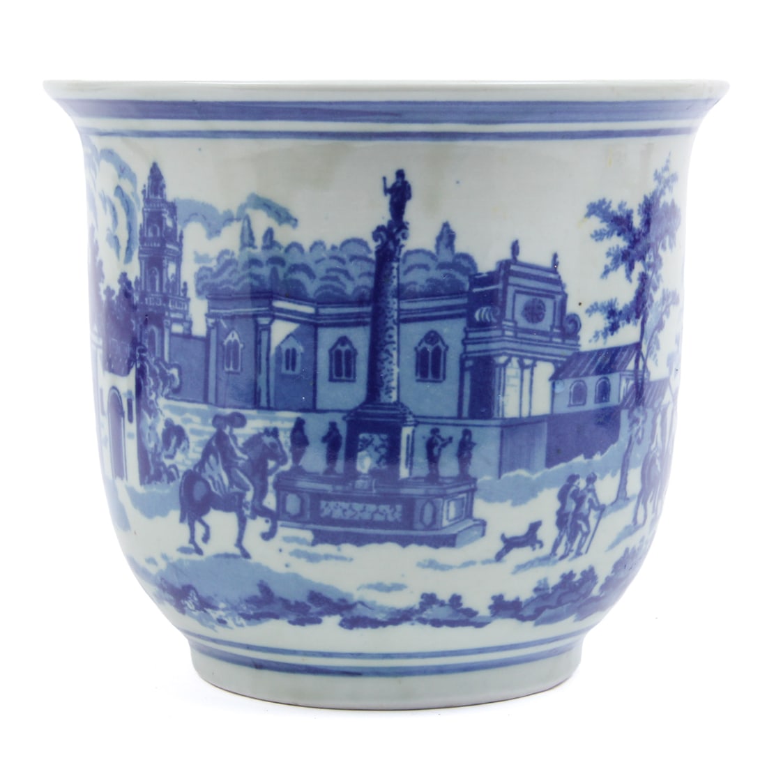 English Blue and White Ironstone Scenic Planter (1 of 9)