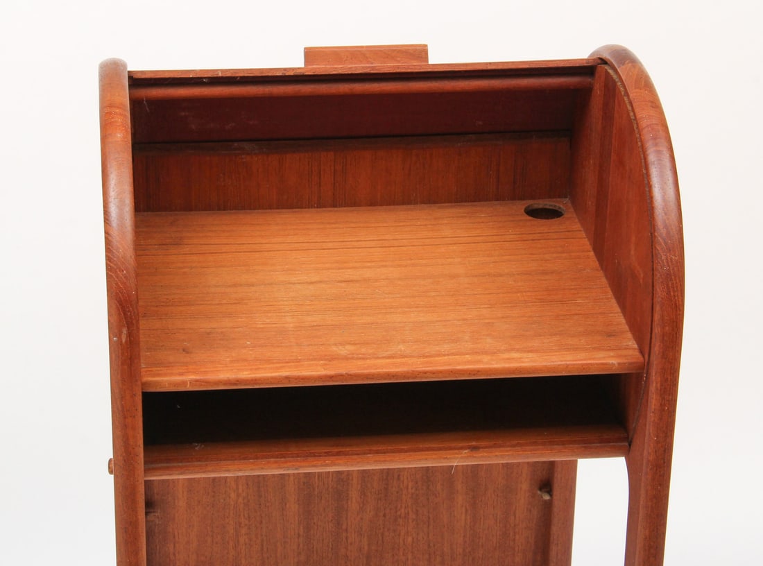 Danish Teak Tambour Phone Table - 11