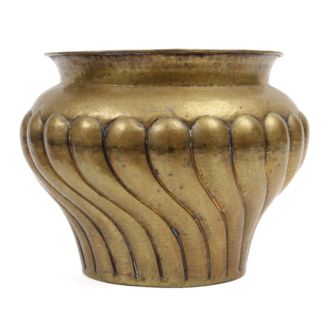 Solid Brass 12" Italian Handmade Jardinere: A vintage solid brass handmamde italian jardinere or planter. 13w, 12h inches.