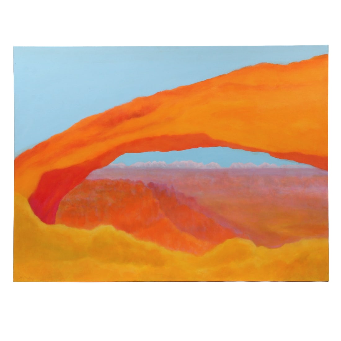 Leslie Masters, "Skyline Arch" Acrylic Painting: A acrylic painting on canvas by artist Leslie Masters titled "Skyline Arch", piece is Unframed. 48w. 36.25h, 1.5d inches.