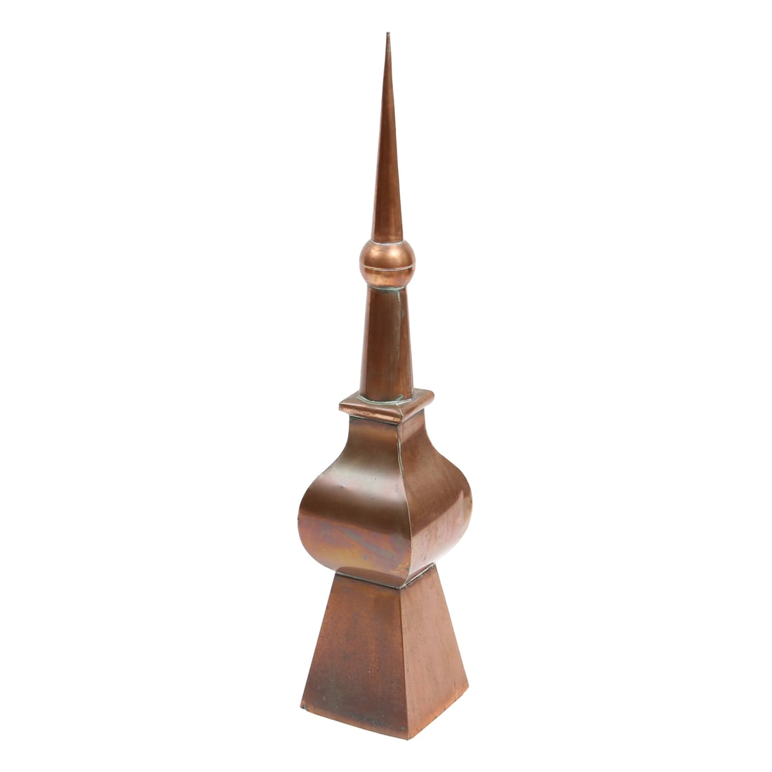 38" Handmade Copper Finial: A handmade copper finial constructed out of a copper sheet. 7w, 38h inches.