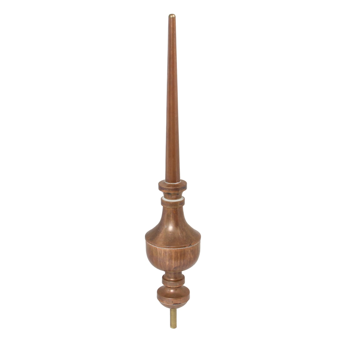 40" Handmade Copper Finial: A handmade copper finial topper with brass base support. 7.5w, 40h inches.