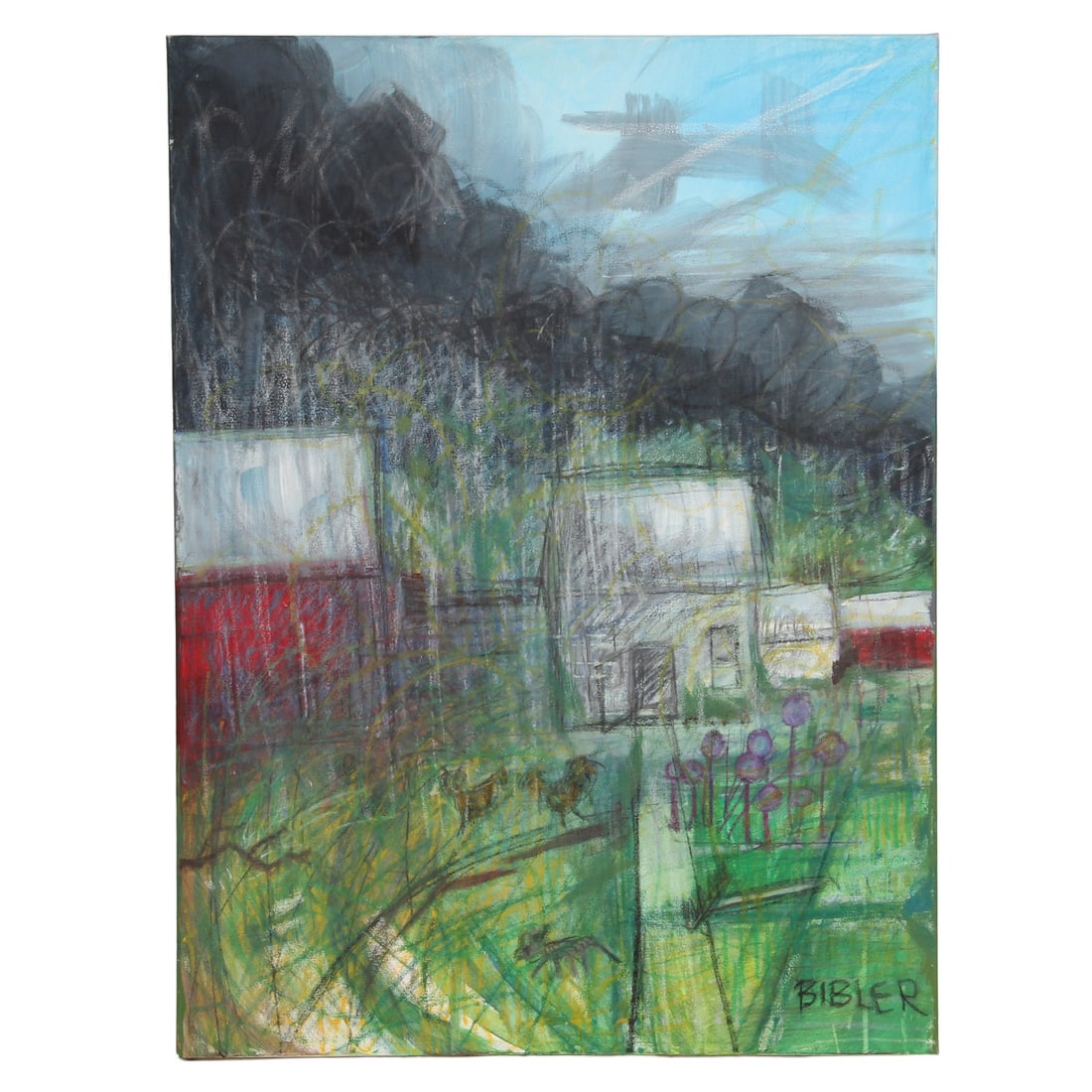 Bibler Signed Abstract Expressionaist Primitivism Painting (1 of 8)