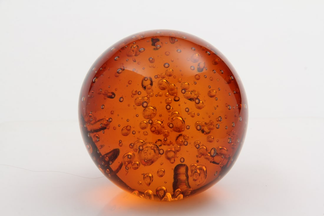 4" Bubble Glass Paperweights, Pair - 3
