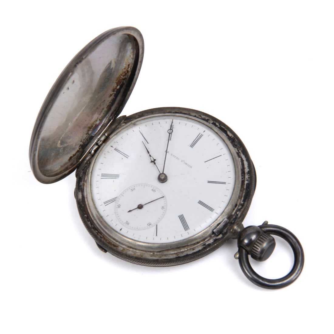 Antique B. Laval 925 Sterling Silver Swiss Pocket Watch: Antique 925 sterling silver pocket watch by B. Laval 1.75 w, 2.5 h, 0.25 d inches.