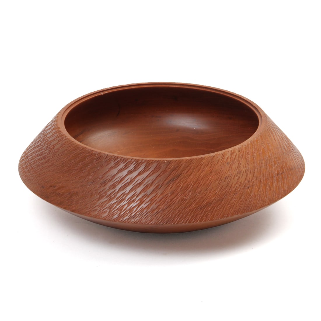 David Brethauer Black Cherry Turned Bowl: A vintage black cherry wood turned bowl by David Brethauer. 9.5w, 3.5h inches.