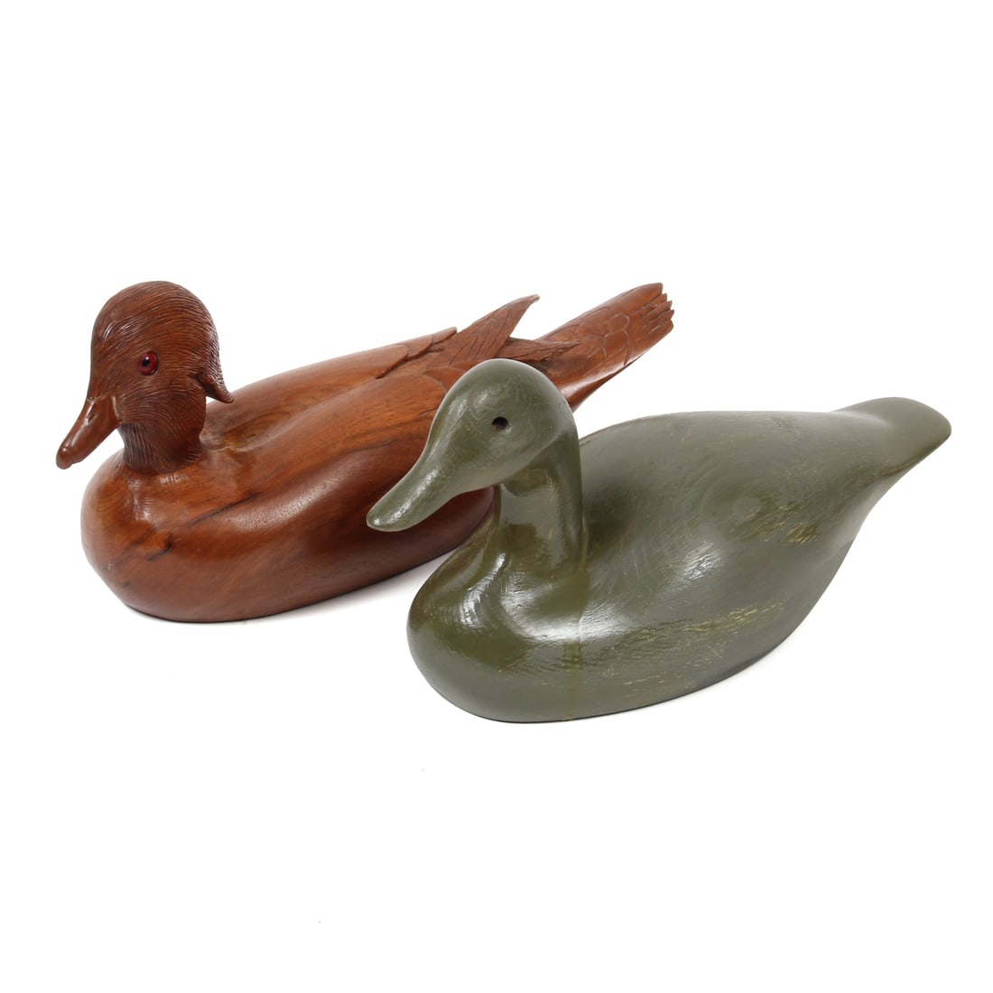 Pair of Carved Wood Duck Decoys (1 of 7)