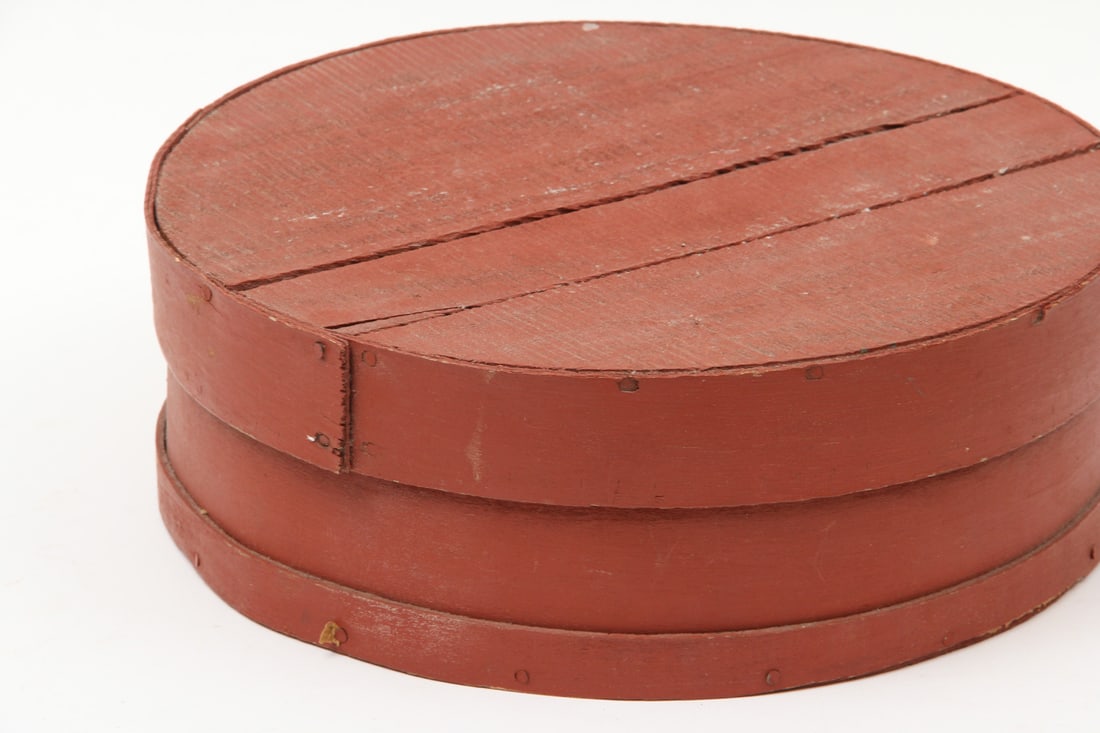 Red Painted Round Cheese Box - 2