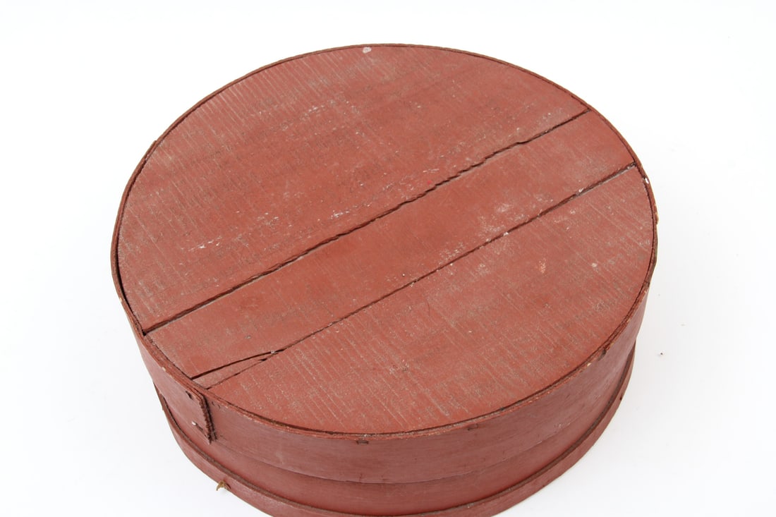 Red Painted Round Cheese Box - 3