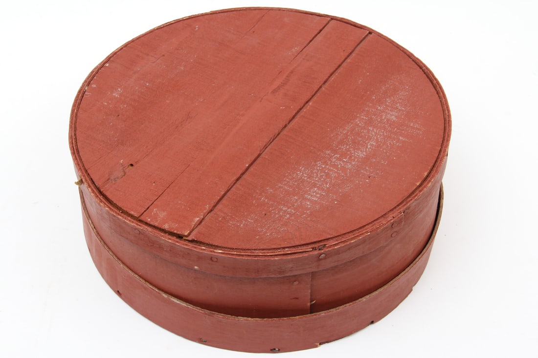 Red Painted Round Cheese Box - 5