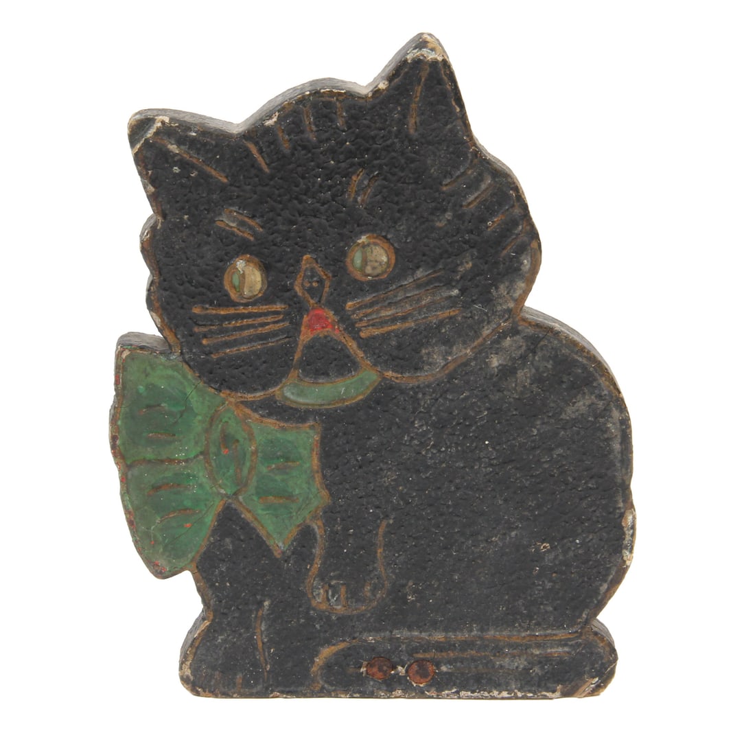 1930s Folk Art Cat Doorstop: a vintage 1930s folk art cat doorstop. 6w, 7.75h, 5.25d inches.