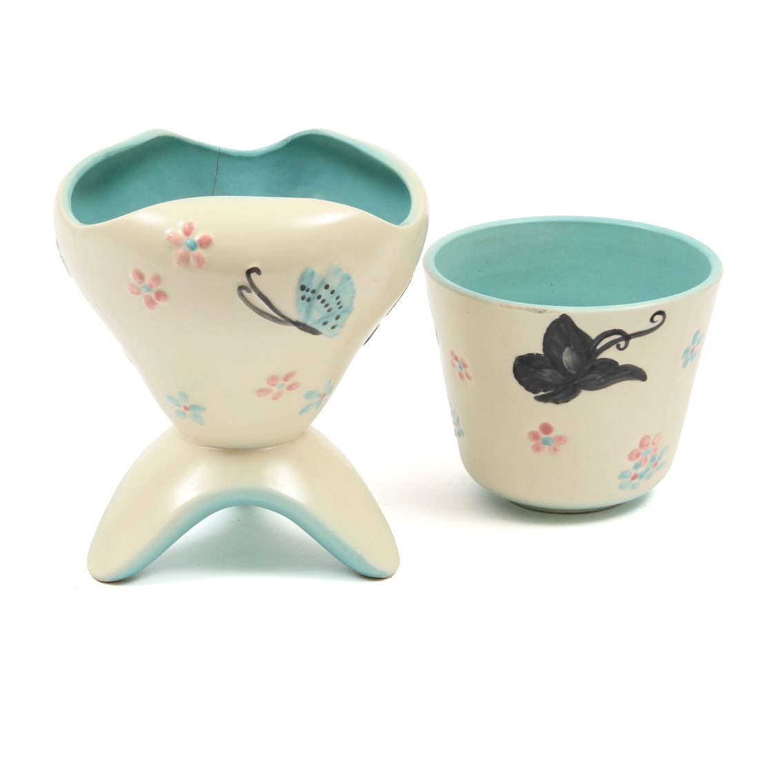 Pair of Hull Pottery Butterfly Planters (1 of 9)