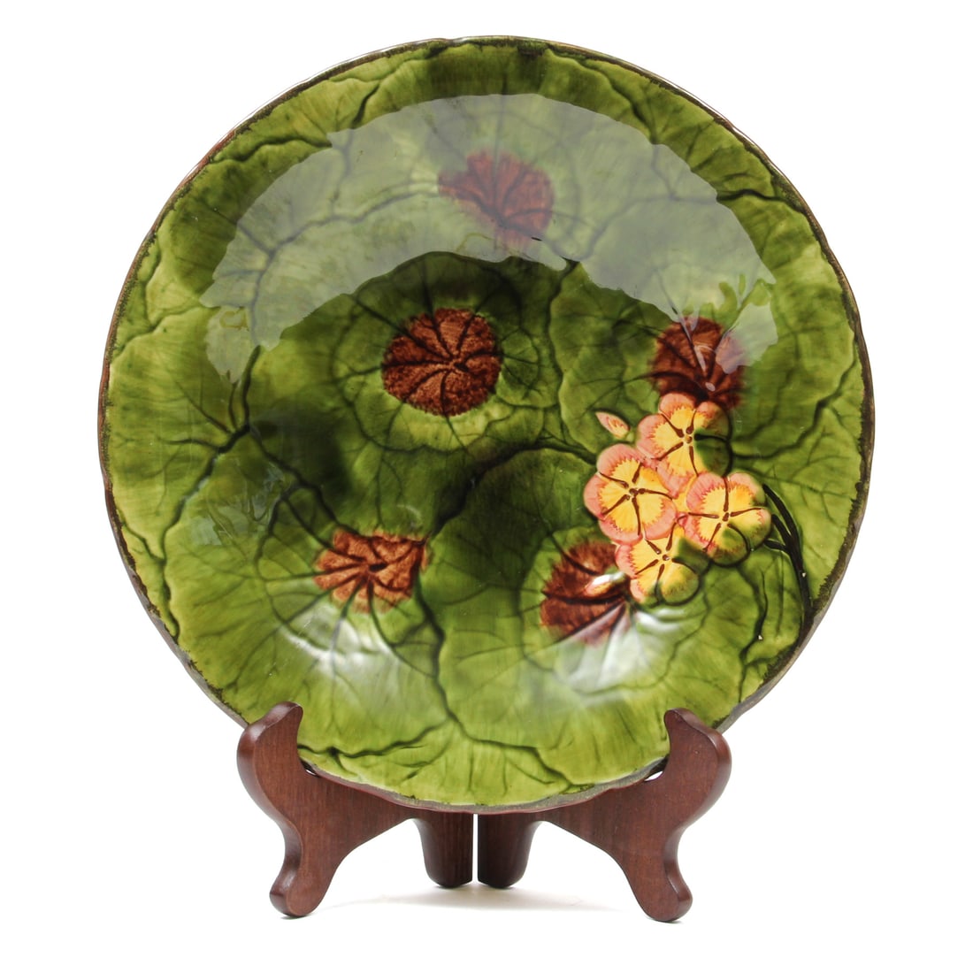 Cico Germany Hand Painted Footed Bowl: A vintage hand painted floral moitif footed glazed bowl. 12w, 2h inches.