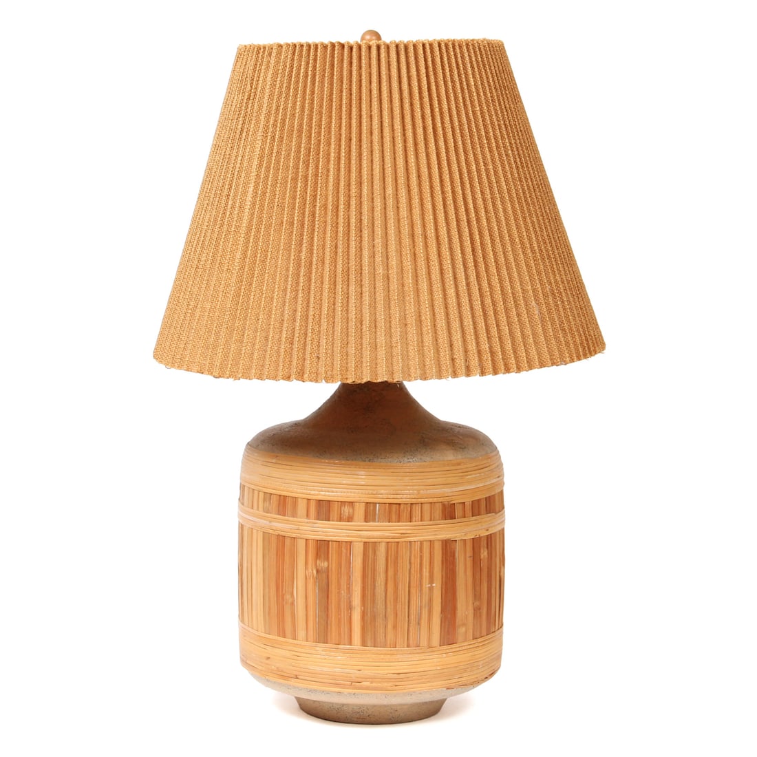 Mid Century Modern Ceramic and Rattan Lamp (1 of 13)