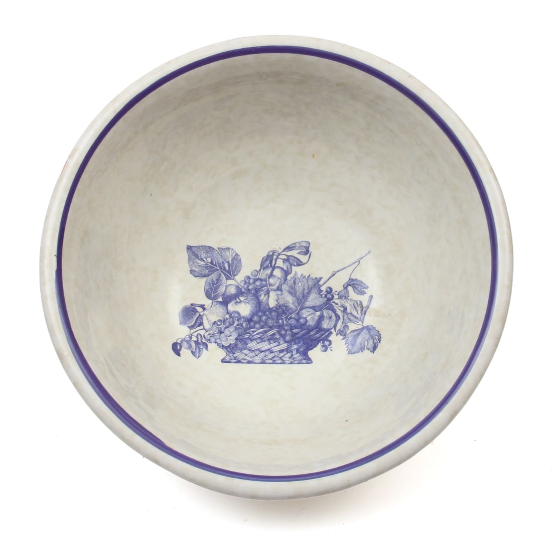 Italian Transfer Bowl: Italian with blue cornucopia transfer design. 15w, 7h inches.
