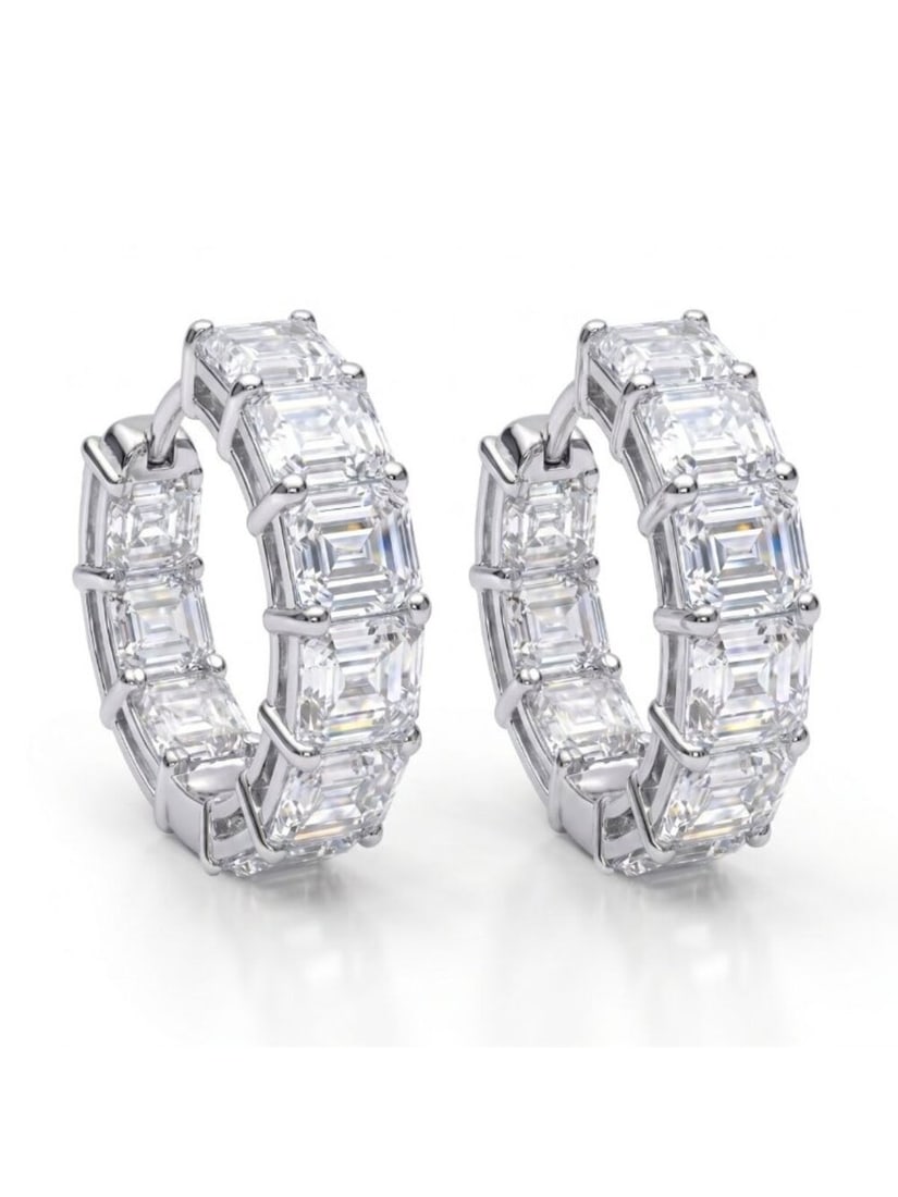 Day to Night 14K (or 18k upon request) White Gold Hoop Lab Diamond Earrings (1 of 7)