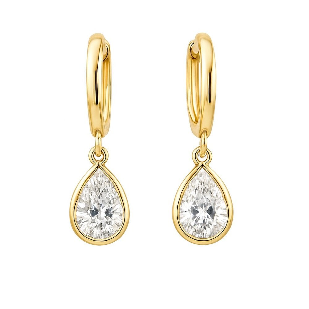 Pear Shaped 14K (or 18k upon request) Yellow Gold Drop Earrings: Timeless sophistication meets graceful design in these stunning drop earrings. Crafted in luxurious 14K yellow gold, each earring features a dazzling pear-shaped stone that captures light with every m