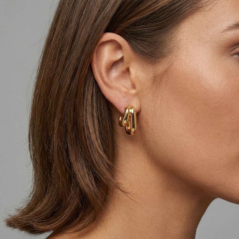 Bold Loop 14K (or 18k upon request) Yellow Gold Statement Hoop Earrings - 2