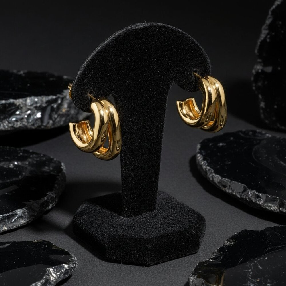 Bold Loop 14K (or 18k upon request) Yellow Gold Statement Hoop Earrings - 3