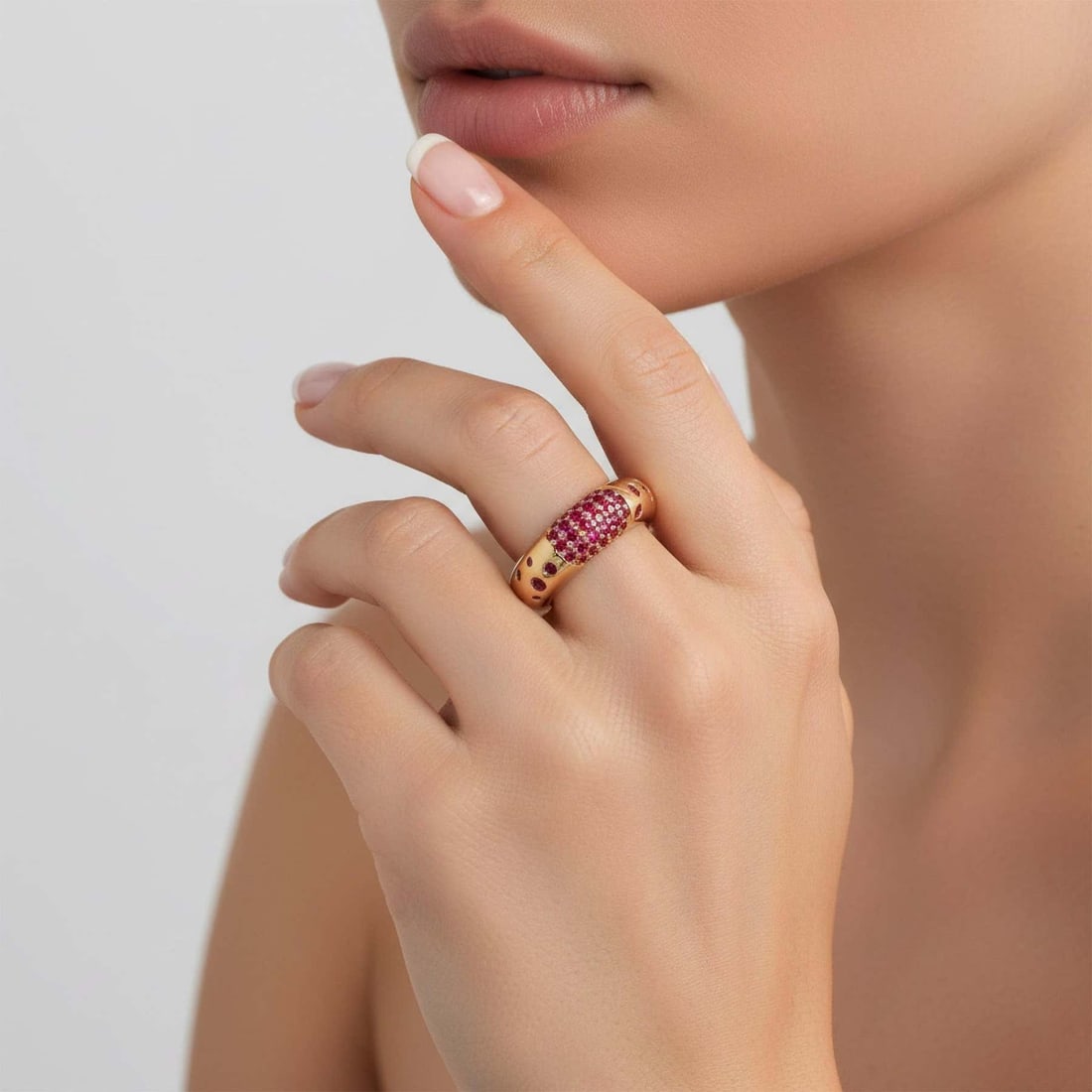 Ruby Spotlight 14K (or 18k upon request) Yellow Gold Statement Ring - 2