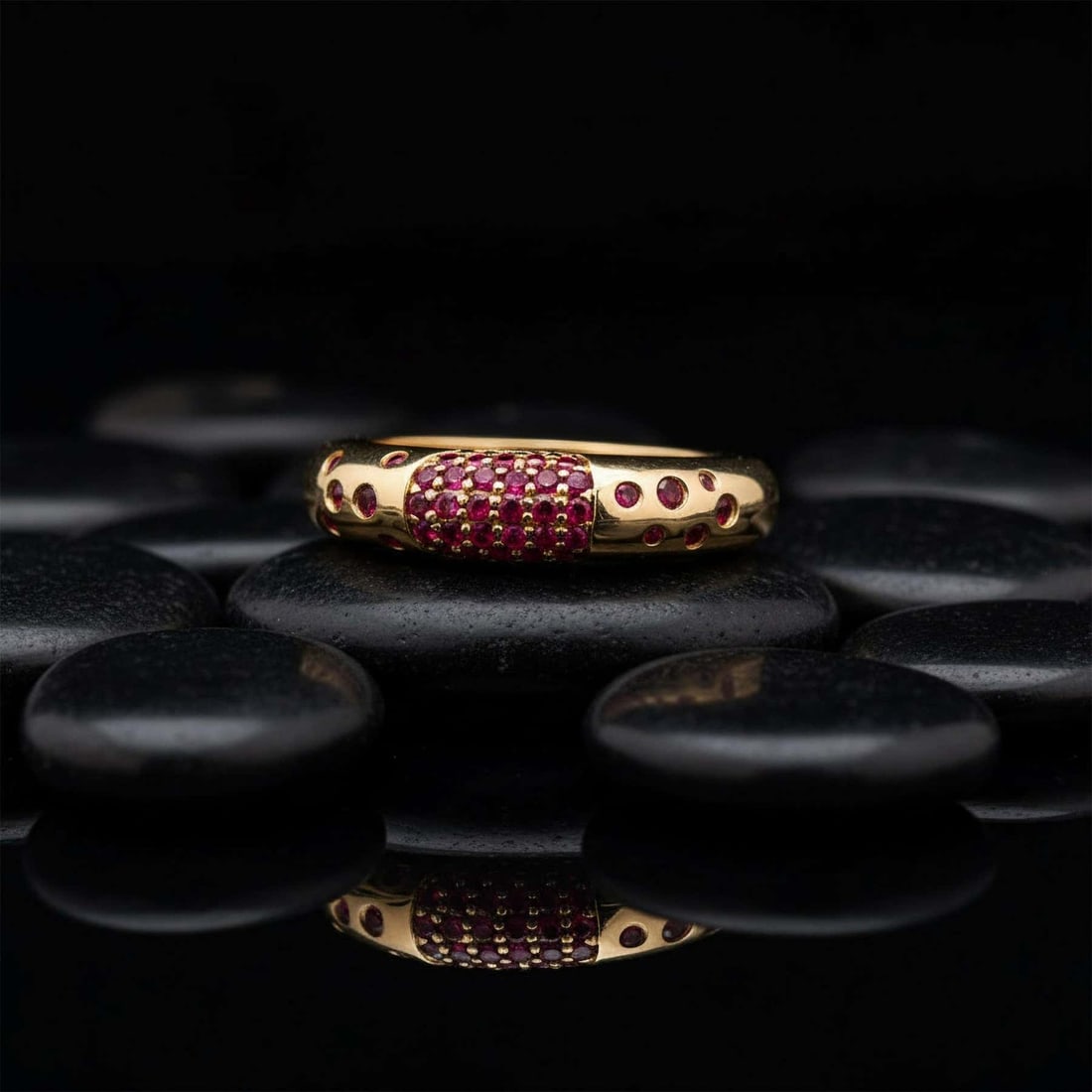 Ruby Spotlight 14K (or 18k upon request) Yellow Gold Statement Ring - 3