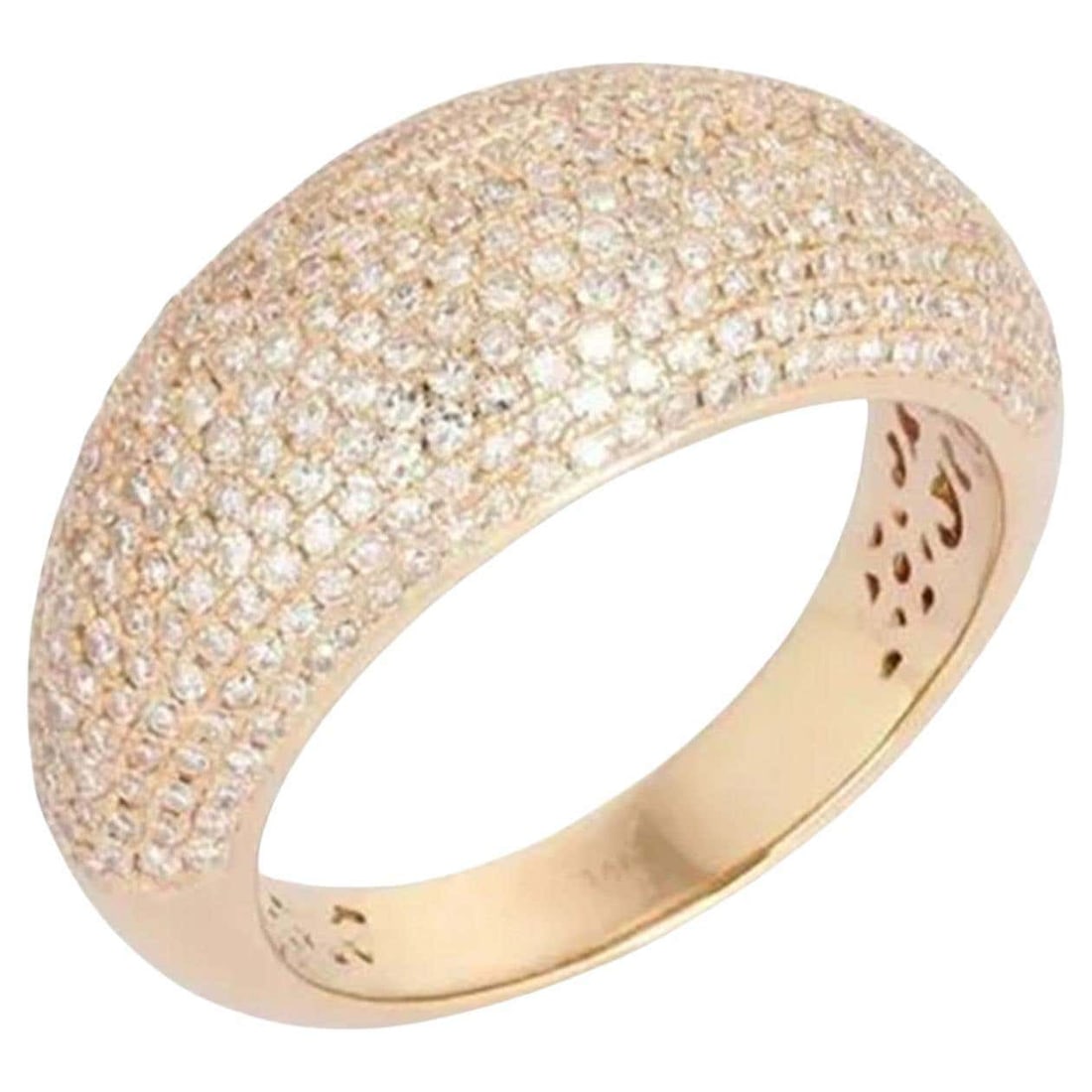 Luna Dome 14K (or 18k upon request) Yellow Gold Diamond Ring: The Luna Dome 14K Yellow Gold Diamond Ring is a bold expression of elegance and radiance. Crafted in luminous 14K yellow gold, this statement ring features a smooth, domed silhouette fully encrusted w