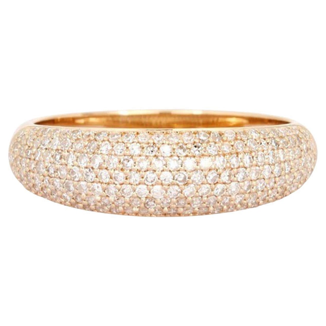 Pave Diamond 14K (or 18k upon request) Gold Domed Band Ring: The Pave Diamond 14K Gold Domed Band Ring is a stunning piece crafted from 14K yellow gold. Featuring 0.64ct of natural diamonds, this ring showcases a sleek dome design that offers both elegance and 