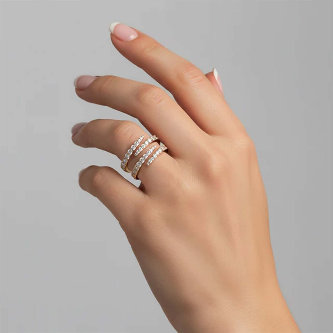 Infinity Flow 14K (or 18k upon request) Yellow Gold Diamond Wrap Ring - 2