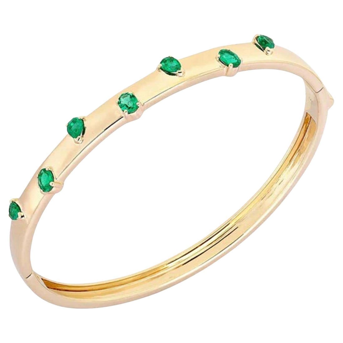 Diamond Devotion 14K (or 18k upon request) Yellow Gold Beautiful Bangle Bracelet: The Diamond Devotion 14K Yellow Gold Beautiful Bangle Bracelet is a true expression of luxury, crafted from 14K yellow gold. Adorned with 0.98CT emeralds and pink sapphires, this bracelet weighs 12.8g
