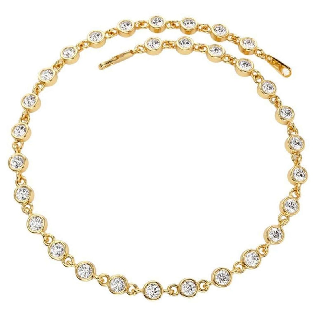 Bezel Setting Spring 14K (or 18k upon request) Yellow Gold Diamond Bracelet (1 of 6)