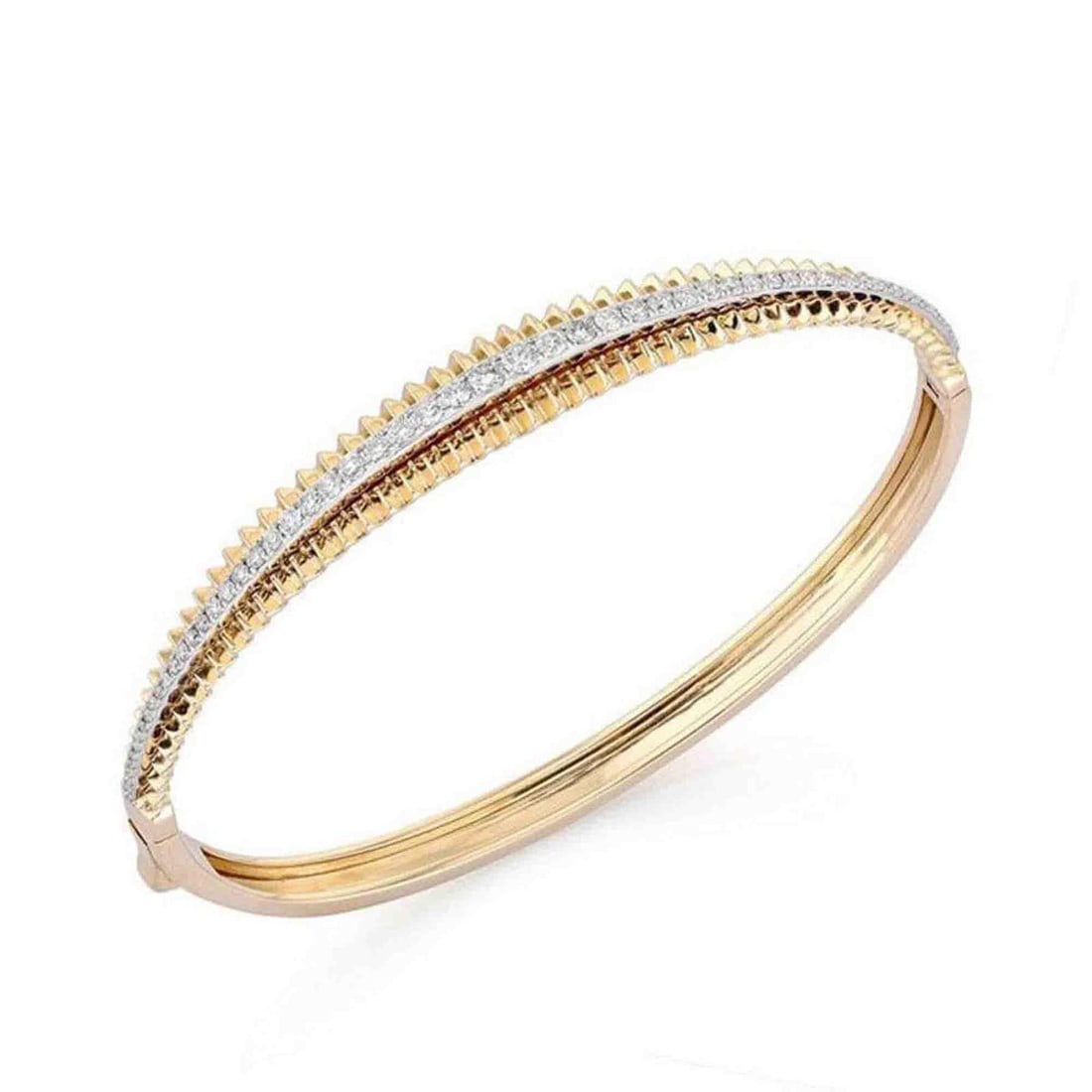 Celestial Diamond 14K (or 18k upon request) Gold Bangle Bracelet: Celestial Diamond 14K Gold Bangle Bracelet Elevate your elegance with the Celestial Elevate your elegance with the Celestial Diamond Bangle, a radiant expression of the night sky. Crafted in luminous 
